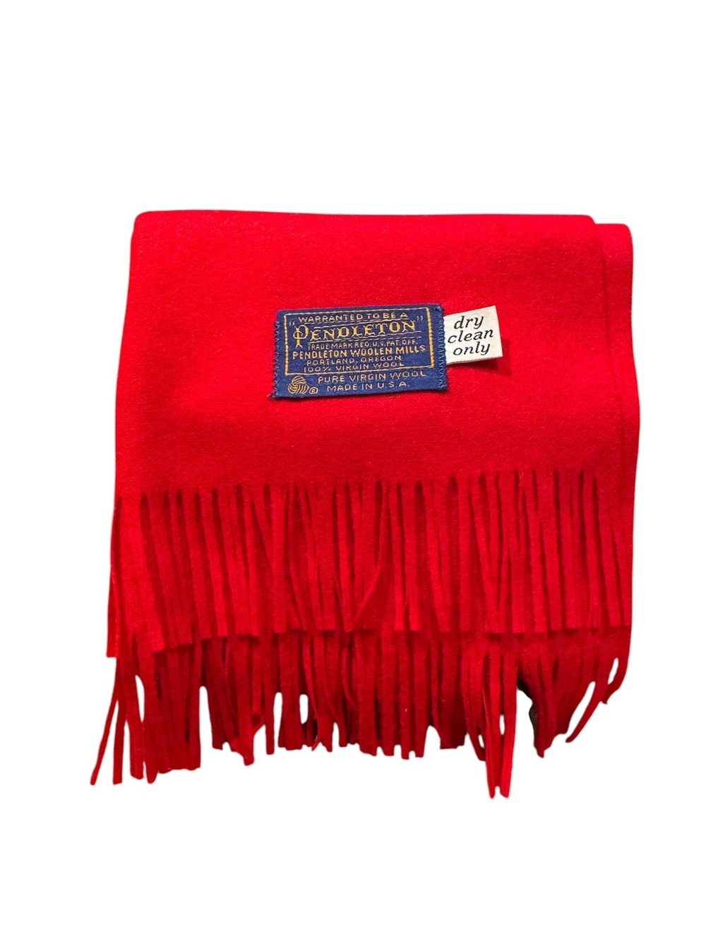 Pendleton Bright Red Wool Fringe Scarf